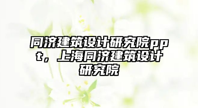 同濟建筑設計研究院ppt，上海同濟建筑設計研究院