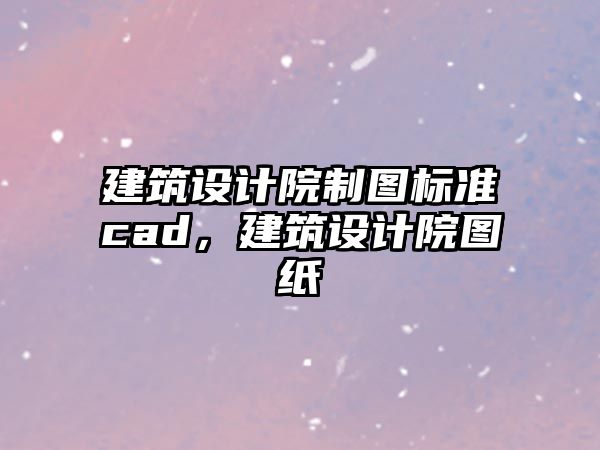 建筑設計院制圖標準cad，建筑設計院圖紙