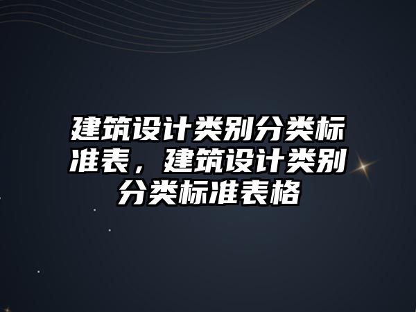 建筑設計類別分類標準表，建筑設計類別分類標準表格