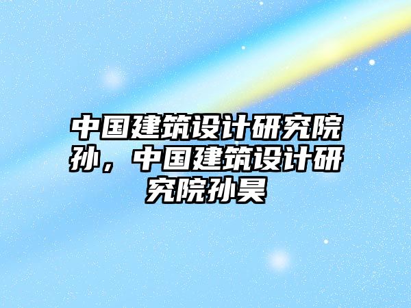 中國建筑設計研究院孫，中國建筑設計研究院孫昊