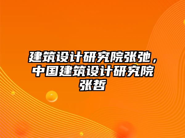 建筑設計研究院張弛，中國建筑設計研究院張哲