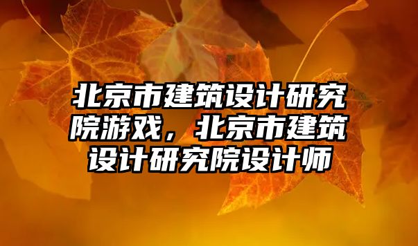 北京市建筑設計研究院游戲，北京市建筑設計研究院設計師