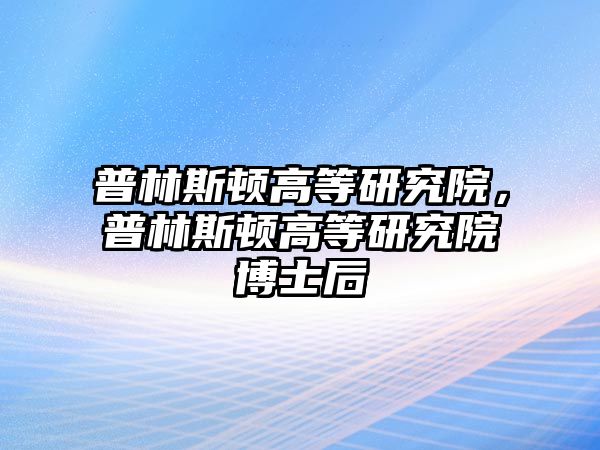 普林斯頓高等研究院，普林斯頓高等研究院博士后