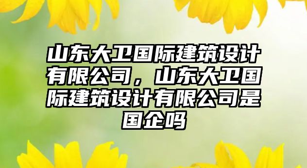 山東大衛(wèi)國(guó)際建筑設(shè)計(jì)有限公司，山東大衛(wèi)國(guó)際建筑設(shè)計(jì)有限公司是國(guó)企嗎