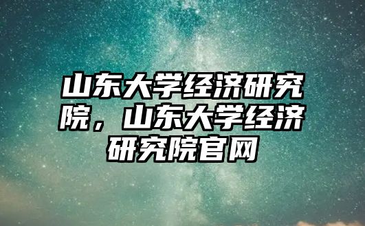 山東大學經濟研究院，山東大學經濟研究院官網