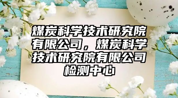 煤炭科學技術研究院有限公司，煤炭科學技術研究院有限公司檢測中心