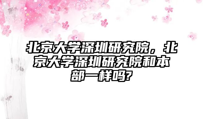 北京大學深圳研究院，北京大學深圳研究院和本部一樣嗎?