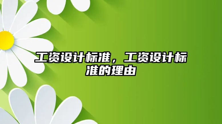 工資設計標準，工資設計標準的理由