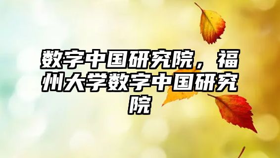 數(shù)字中國研究院，福州大學數(shù)字中國研究院