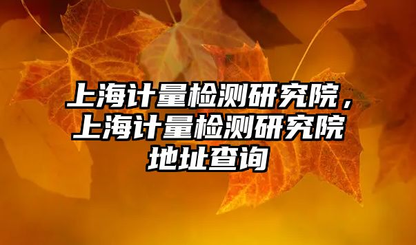 上海計量檢測研究院，上海計量檢測研究院地址查詢