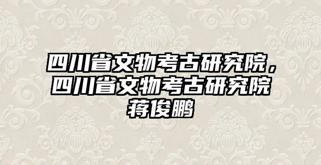 四川省文物考古研究院，四川省文物考古研究院蔣俊鵬