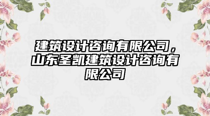 建筑設計咨詢有限公司，山東圣凱建筑設計咨詢有限公司