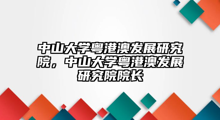 中山大學粵港澳發展研究院，中山大學粵港澳發展研究院院長