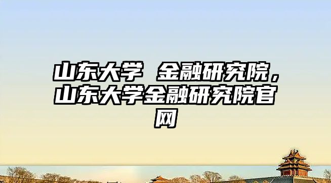 山東大學 金融研究院，山東大學金融研究院官網(wǎng)